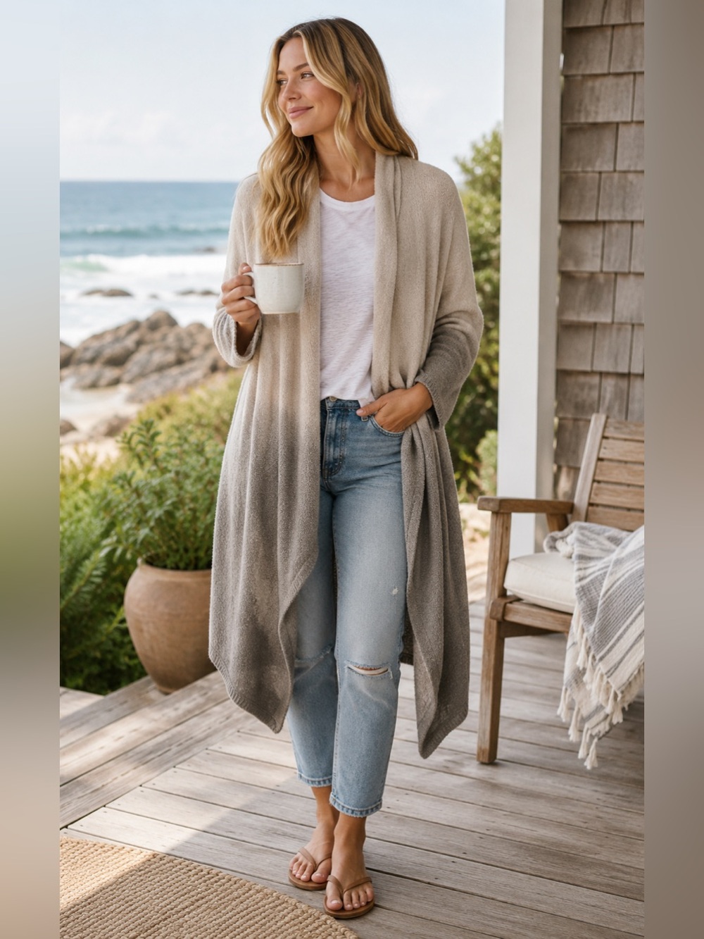 Barefoot Dreams CozyChic Lite Ombre Calypso Wrap Cardigan